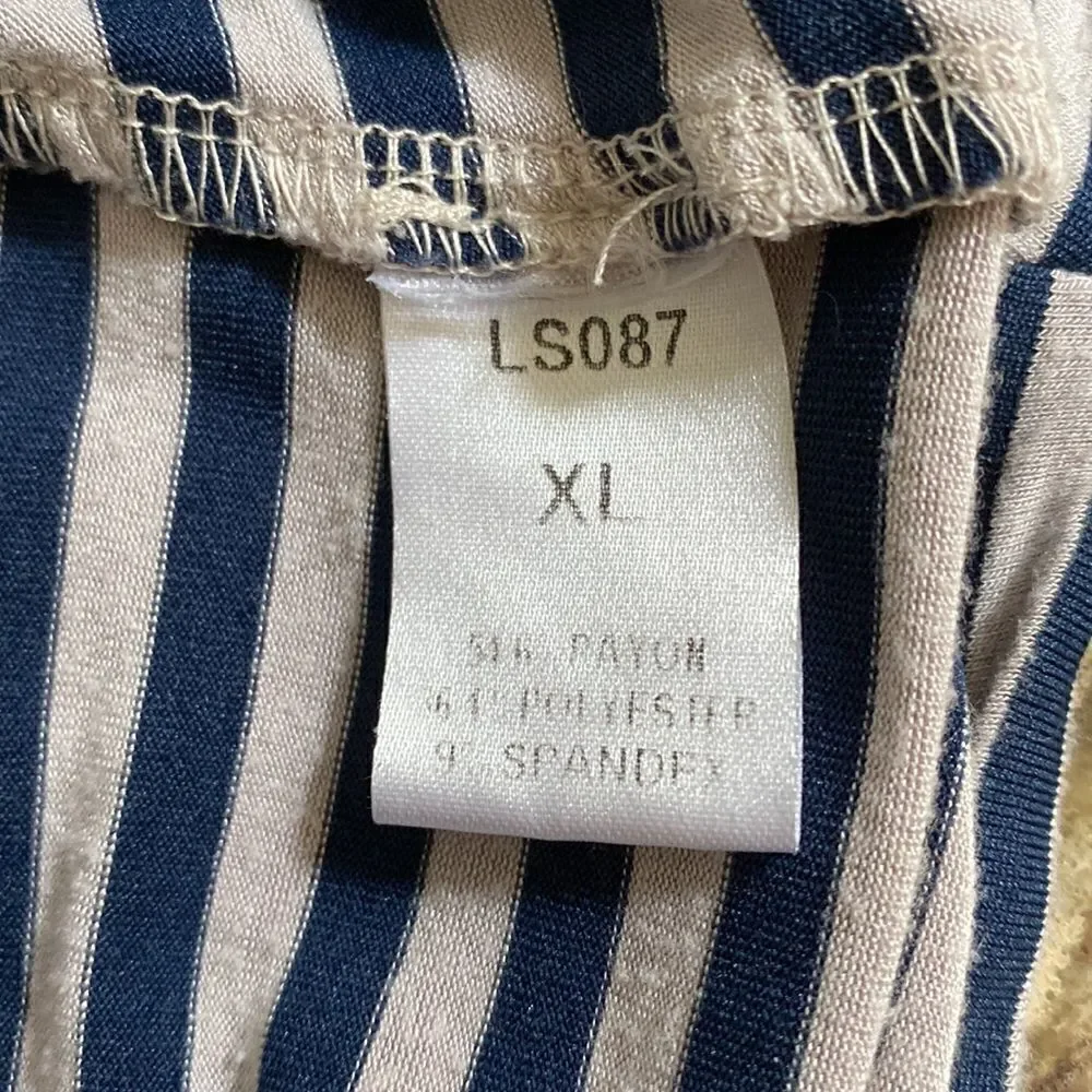 Le Sample Racer Back Striped Embroidered Top - Picture 4 of 4